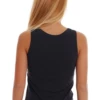 Slim breathable cotton scoop-neck tank with wide straps covering a bra strap, close with a little stretch.