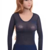 Slim breathable mesh tee with a low scoop neckline, soft stretch and long sleeves for an easy fitted look.