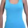 Slim cotton scoop-neck tank with wide straps that cover a bra strap, breathable with an easy pull-on shape.