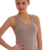 Slim cotton scoop-neck tank with wide straps that lie flat on the shoulders, breathable with a little stretch.