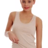 Slim cotton tank with a low scoop, soft and light to wear alone in warm weather or as a base layer.