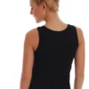 Slim soft cotton tank with a low scoop and wide straps, breathable against the skin with an easy pull-on shape.