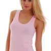 Slim cotton tank with wide straps that lie flat and cover a bra strap, breathable with a little stretch.