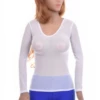Slim mesh long-sleeve tee with stretch that follows the figure, finished with a scoop neckline.