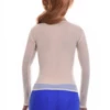 Slim mesh tee with a low scoop neckline and long sleeves, airy and breathable for warm-weather layering.
