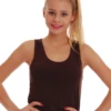 Slim soft cotton scoop-neck tank with wide straps that cover a bra strap, comfortable with a little stretch.