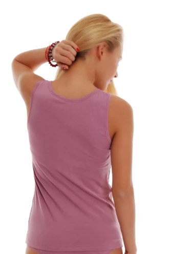 Soft breathable cotton-blend tank with a low scoop and wide flat straps, close and comfortable for daily wear.