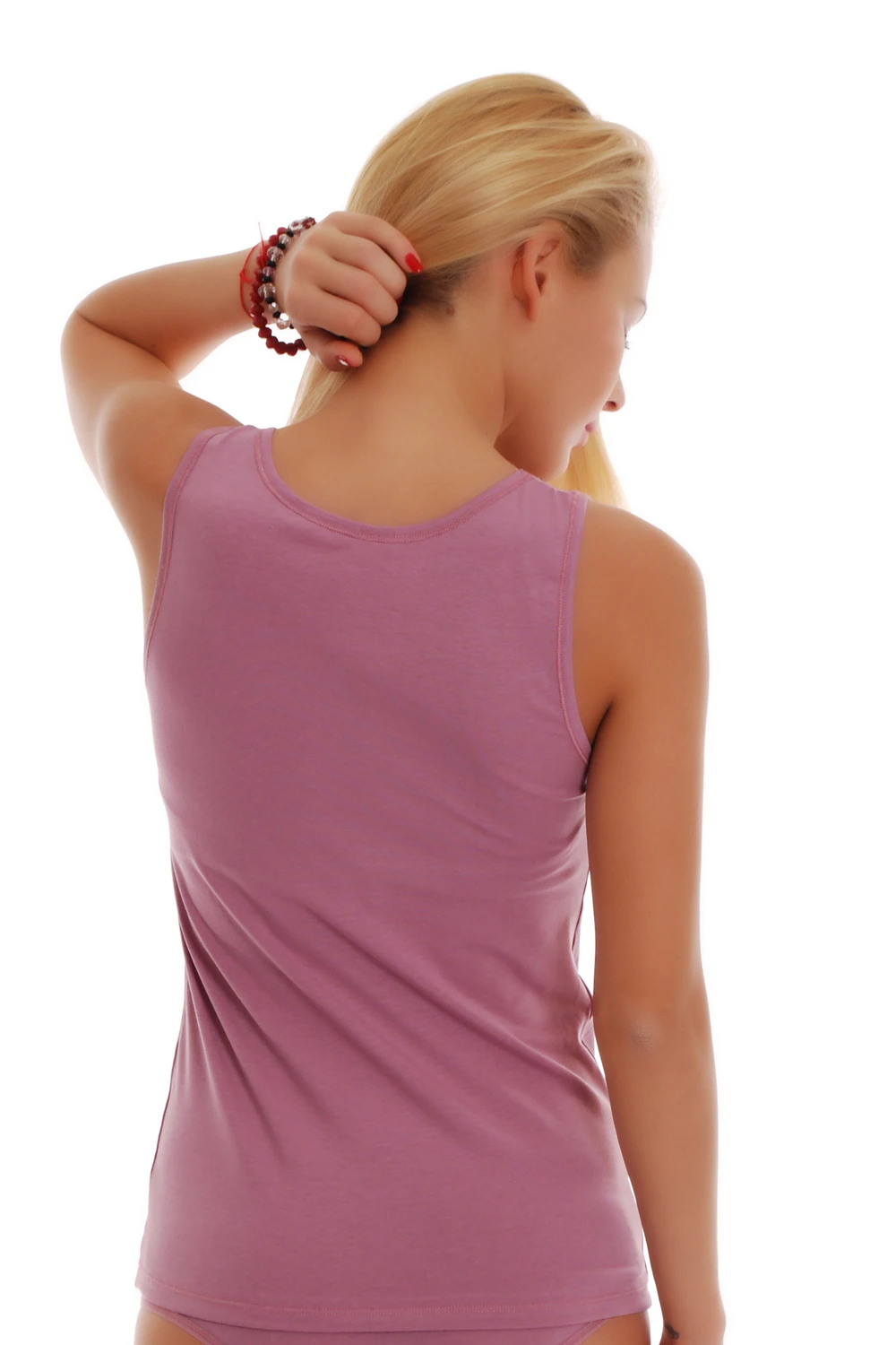 Soft breathable cotton-blend tank with a low scoop and wide flat straps, close and comfortable for daily wear.