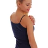 Soft cotton camisole with a low scoop and fine straps, breathable and light to wear under a shirt or alone.