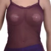 Textured mesh camisole with a scoop neck and delicate straps, airy and light to wear over a bralette in warm weather.