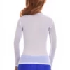 Textured open-knit mesh tee with a close fit and long sleeves, an easy layer over a camisole.