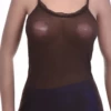 Textured open-knit mesh camisole with a close slim fit and thin straps, light and breathable through repeated washing.