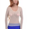 Ventilated open-knit mesh tee with stretch, a scoop neck and long sleeves that keep the shape light.
