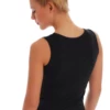 Warm wool-blend tank with wide flat straps and stretch, temperature-regulating and breathable for cooler months.