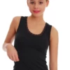 Black wool-blend scoop-neck tank, a cozy slim layer under sweaters and cardigans that adds warmth without bulk.