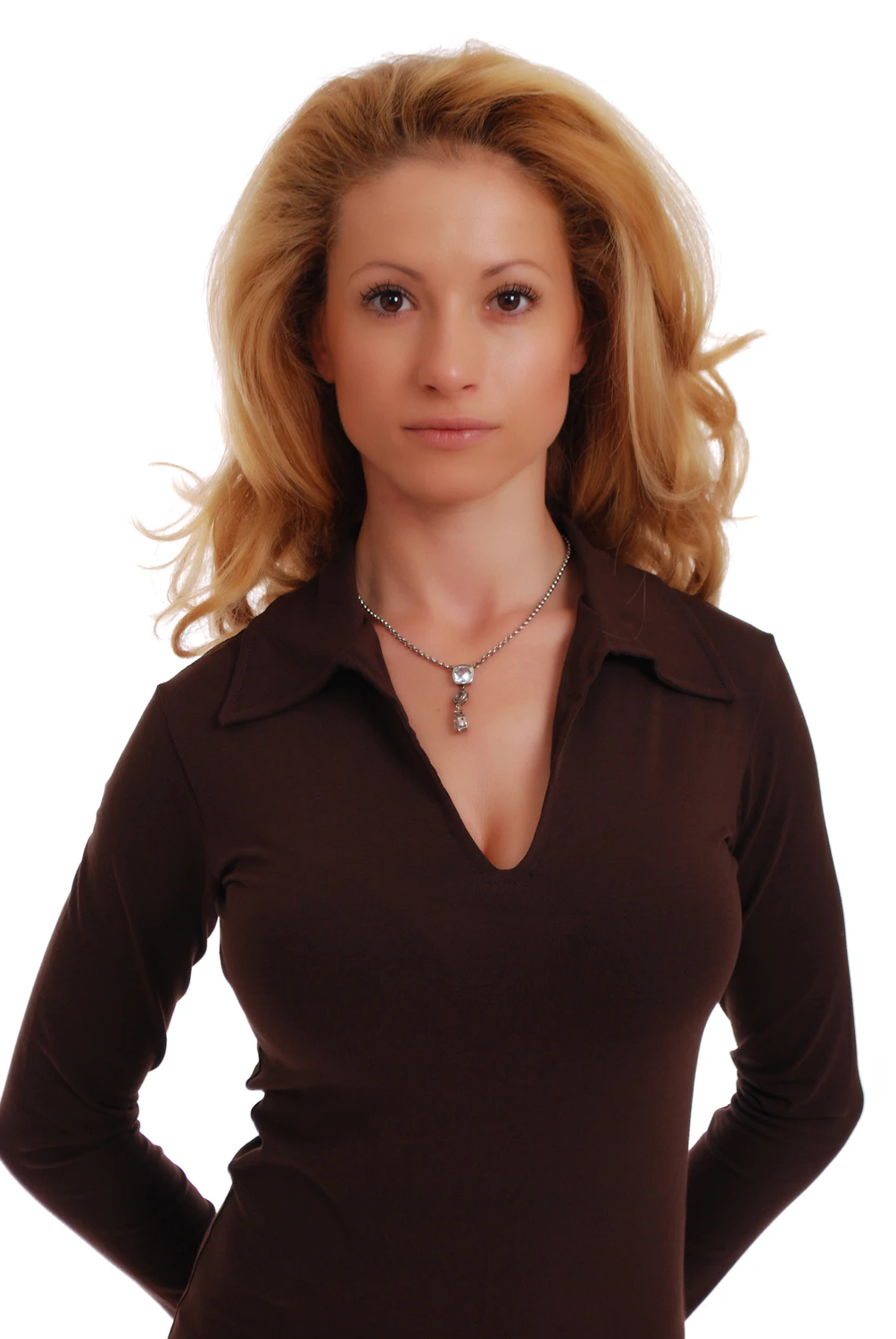 Cotton shirt bodysuit with V-neck and long sleeves – 1769 - Image 4