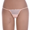 Apricot floral lace G-string with scalloped edges and a slim string back, low-rise minimal coverage.
