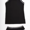 Tiara Galiano black cotton-blend lingerie set with a sleeveless tank cami and low-rise boyshorts for everyday wear.