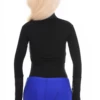 Black cotton bodysuit with lace-trimmed cuffs and hook-and-eye closure that keeps a clean thong line.