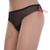 Black breathable mesh Brazilian briefs with red edging and open sides, a light low-rise cut.