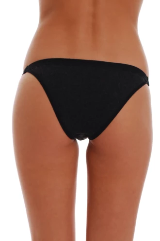 Black wool-blend bikini briefs by Tiara Galiano, knitted to hold warmth with a high leg and low rise.