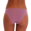 Breathable cotton bikini briefs with a high leg, low rise and a floral lace triangle on the hip.