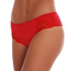 Breathable cotton bikini briefs with lace panels at both hips and an opaque cotton seat.
