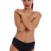 Breathable cotton bikini briefs with floral lace panels opening both sides over a smooth seat.