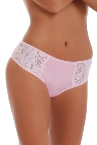 Breathable cotton bikini briefs with a wide decorative lace back and a comfortable high leg.