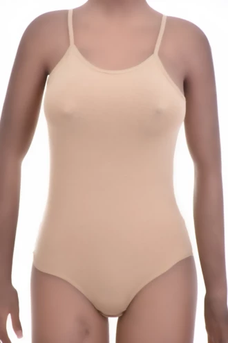 Breathable cotton bodysuit with hook-and-eye closure and brazilian back, soft and easy against the skin.