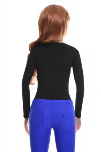Breathable cotton bodysuit with long sleeves and hook-and-eye closure that stays tucked with no bunching.