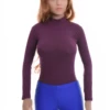 Breathable cotton bodysuit with close polo fit and finished neckline for smooth layering under a jacket.