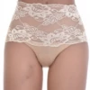 Breathable cotton high-waisted Brazilian panties with a floral lace front, a daily pair with detail.