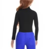 Breathable mock-neck cotton bodysuit with hook-and-eye closure that keeps everything tucked and smooth.