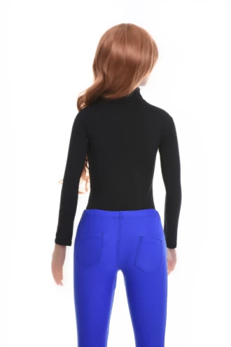 Breathable mock-neck cotton bodysuit with hook-and-eye closure that keeps everything tucked and smooth.