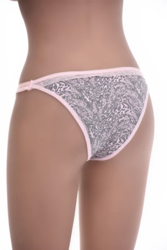 Breathable printed cotton bikini briefs with a high leg, low rise and narrow sides under clothes.