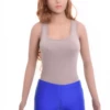 Breathable scoop-neck cotton tank bodysuit by Tiara Galiano with a clean open racerback for women.