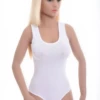 Breathable sleeveless cotton bodysuit with hook-and-eye closure and brazilian back, holds its shape.