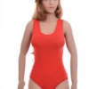 Breathable sleeveless cotton bodysuit with hook-and-eye closure and brazilian back, holds its shape.