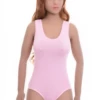 Breathable sleeveless cotton bodysuit with hook-and-eye closure and brazilian back, holds its shape.