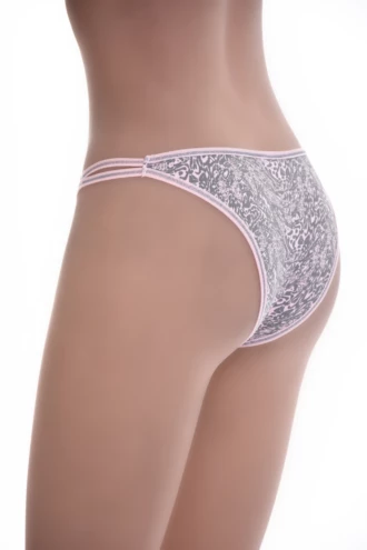 Casual marbled pink-gray cotton bikini briefs from Tiara Galiano with narrow strappy sides.