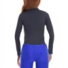 Close-fitting mock-neck cotton bodysuit with long sleeves and brazilian-coverage bottom for warmth.