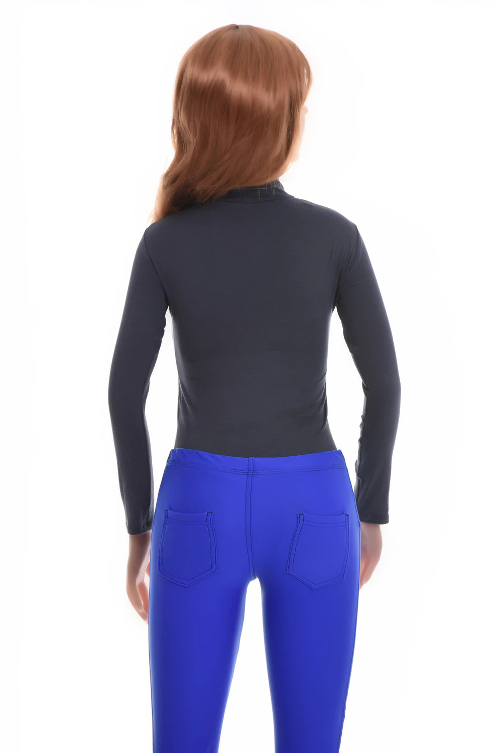 Close-fitting mock-neck cotton bodysuit with long sleeves and brazilian-coverage bottom for warmth.
