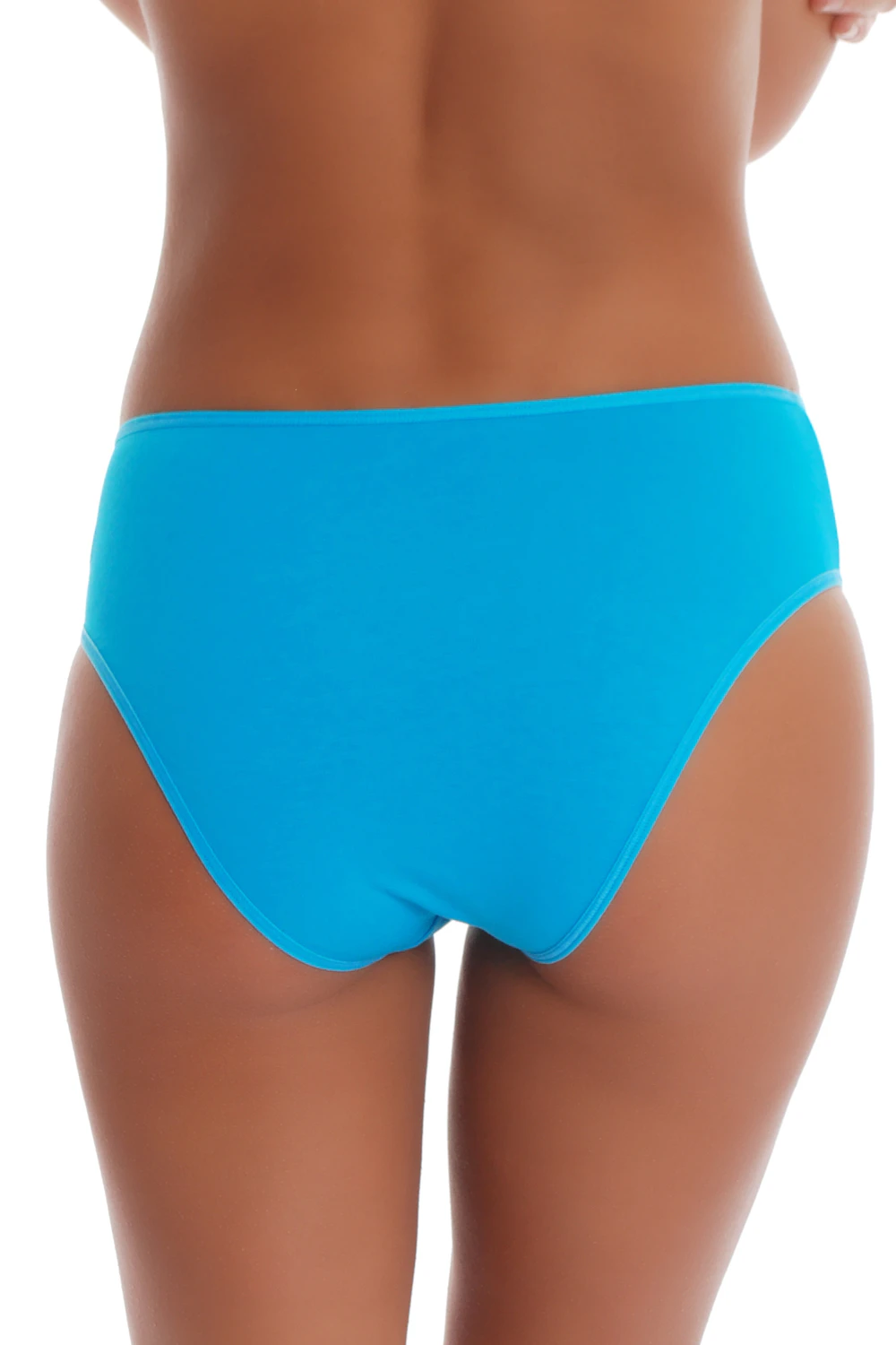 Cotton bikini briefs with a high leg and a decorative sheer lace back for a dressier finish.