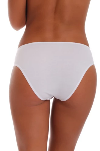 Cotton bikini briefs with lace panels at both hips, a high leg and comfortable mid rise.