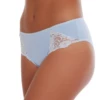 Smooth cotton bikini briefs with lace panels opening both sides and an opaque, breathable seat.