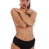 Cotton bikini briefs by Tiara Galiano with broad floral lace panels running down both hips.
