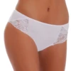 Cotton bikini briefs with floral lace triangle insets at both hips over a soft cotton body.