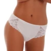 Cotton bikini briefs with floral lace triangle insets at both hips and a comfortable mid rise.