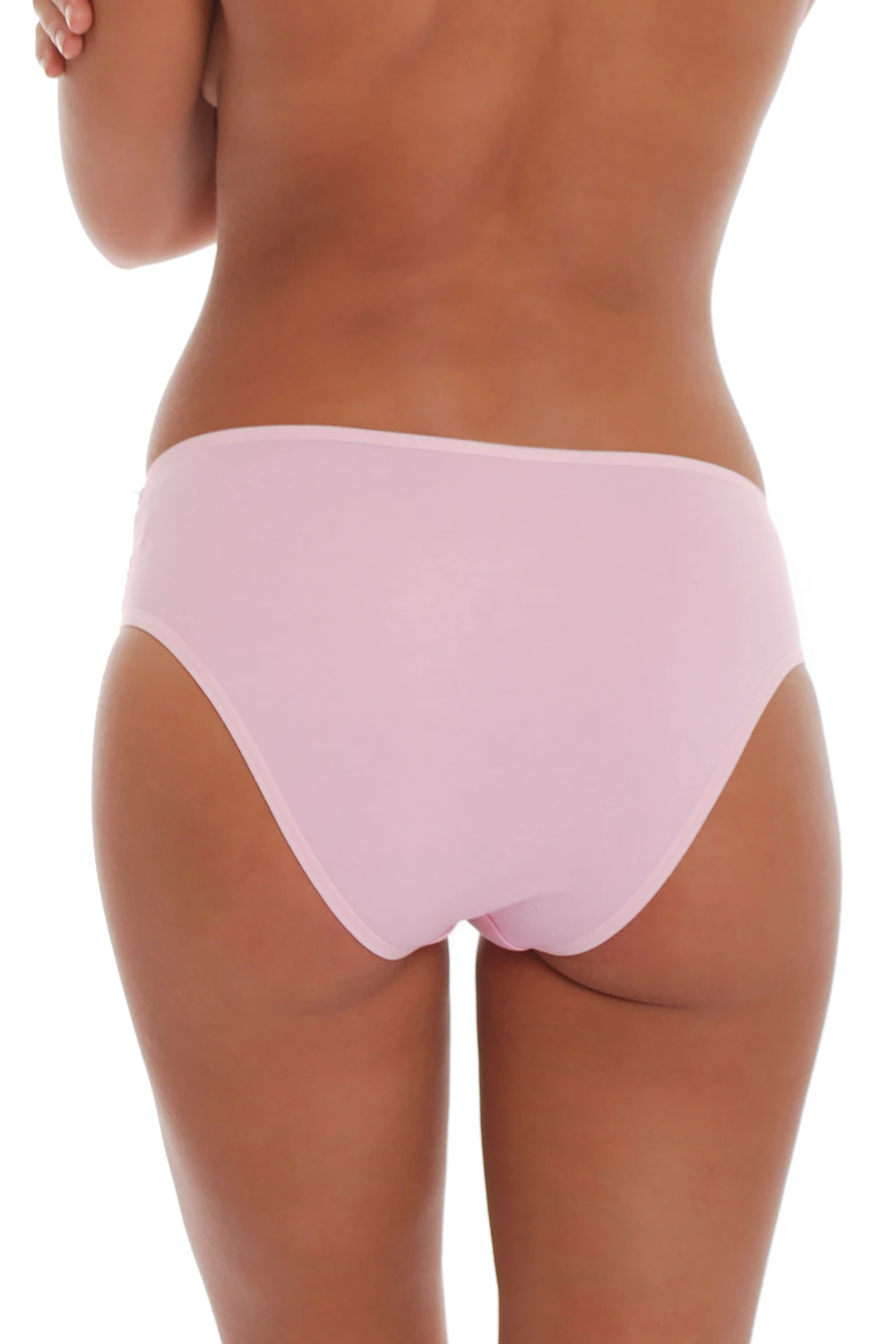 Cotton-blend bikini briefs with a smooth front and floral lace back, with a slim flat waistband.